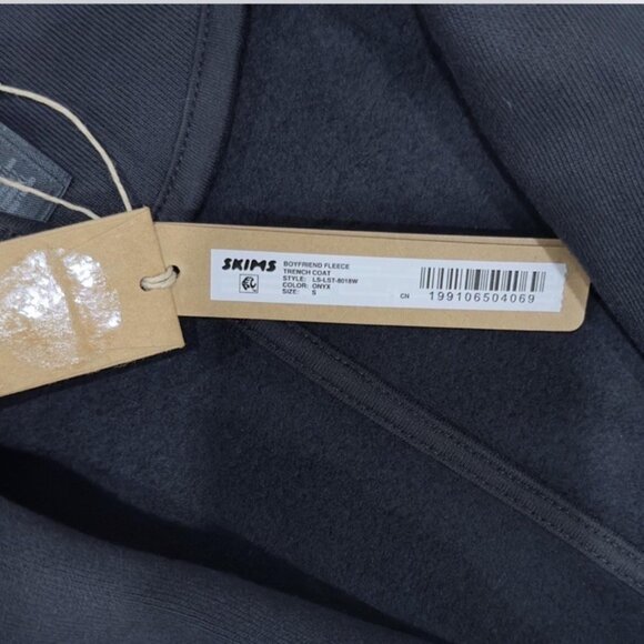 NWT Skims Boyfriend Fleece Oversized Trench Coat Size Small Washed Black Onyx - Picture 4 of 8